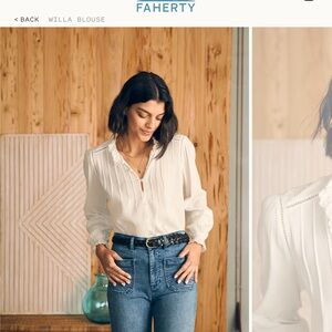 EUC size XL Faherty Willa Blouse - organic cotton